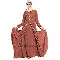 Multi layered abaya dress with frills- rust